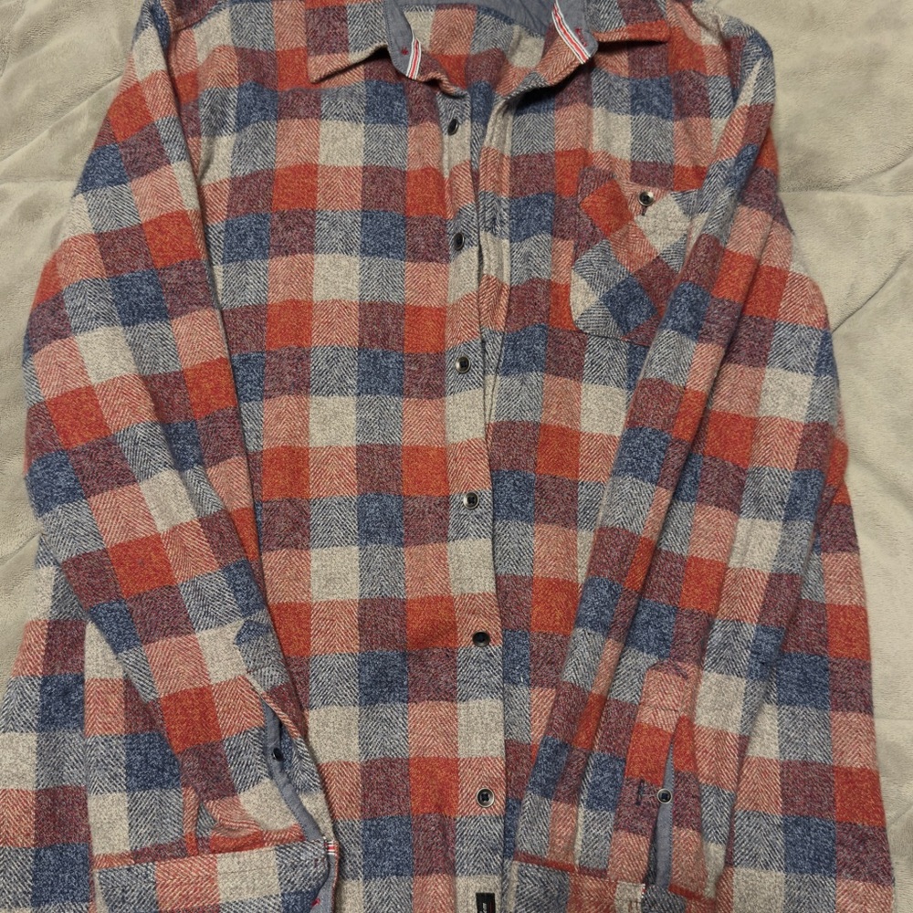 Flag & Anthem Men’s XL Red/Blue Plaid Flannel Shirt - Soft & Cozy Button-Down